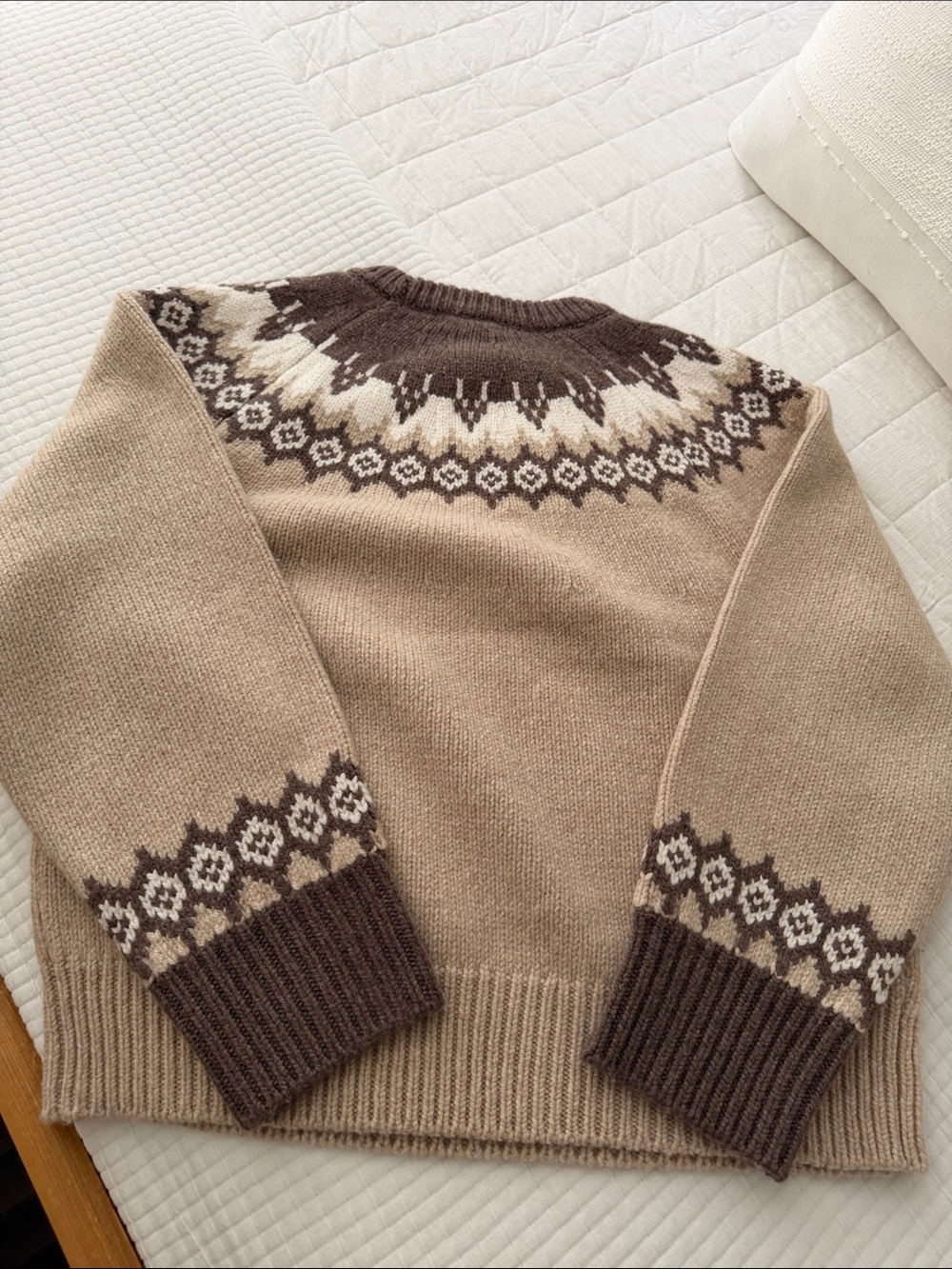 rag & bone Brown and Cream Fair Isle Crewneck Sweater - Picture 8 of 10